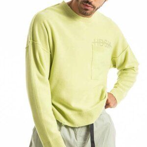 Hudson Wool Crewneck Distressed Sweater - Lime - S